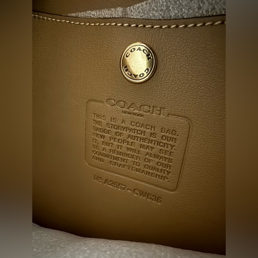 Coach Brooklyn Shoulder Bag 39 large suede Sand/Gold  a free scarf &chain NWT - Picture 9 of 16